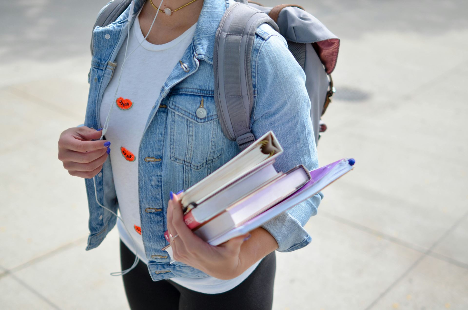 Student Carrying bag and files